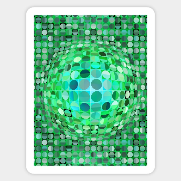 Optical Illusion Sphere - Green Sticker by BonniePhantasm